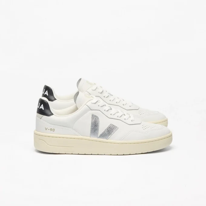 V-90 Leather White Silver Black V-90 Leather White Silver Black